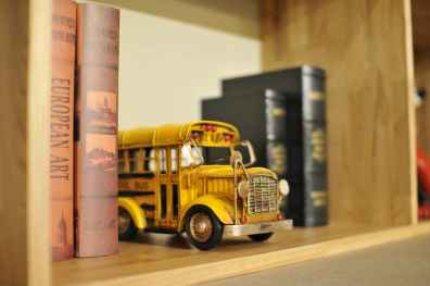 action blur bookcase books
